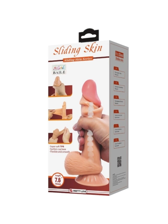 PRETTY LOVE - SLIDING SKIN SERIES REALISTISCHER DILDO MIT SLIDING SKIN SAUGNAPF 19,4 CM