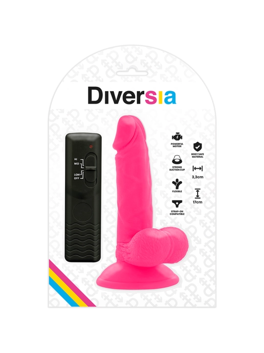 Flexibler Vibrierender Dildo Rosa 17 cm -O- 3.3 cm von Diversia