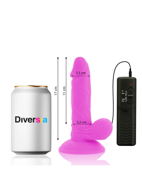 Flexibler Vibrierender Dildo Lila 17 cm -O- 3.3 cm von Diversia