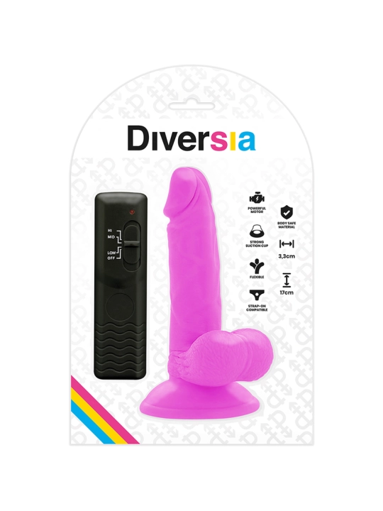 Flexibler Vibrierender Dildo Lila 17 cm -O- 3.3 cm von Diversia