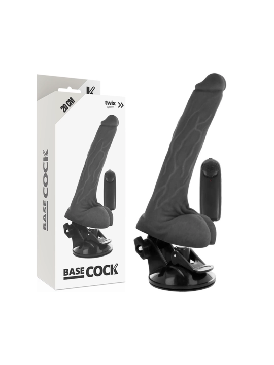 Realistischer Vibrator mit Fernbedienbares Schwarz mit Hoden 20 cm -O- 4 cm von Basecock