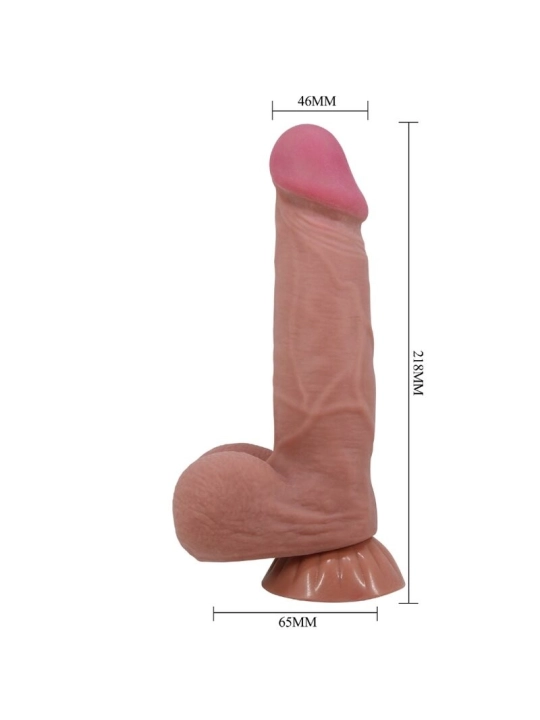 Sliding Skin Series Realistischer Dildo mit Gleitendem Braunen Beige-Saugnap 21,8 cm von Pretty Love High Grade