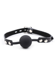 Silikon-Ballgag mit Ledergürtel (VORHÄNGESCHLOSS Inklusive) von Ohmama Fetish