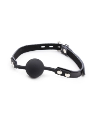 Silikon-Ballgag mit Ledergürtel (VORHÄNGESCHLOSS Inklusive) von Ohmama Fetish