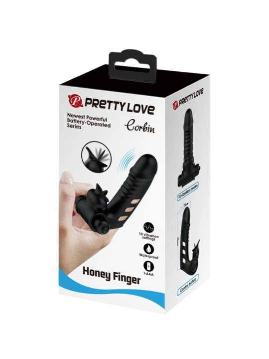 Corbin Schwarze Vibrator-Fingerabdeckung von Pretty Love Male