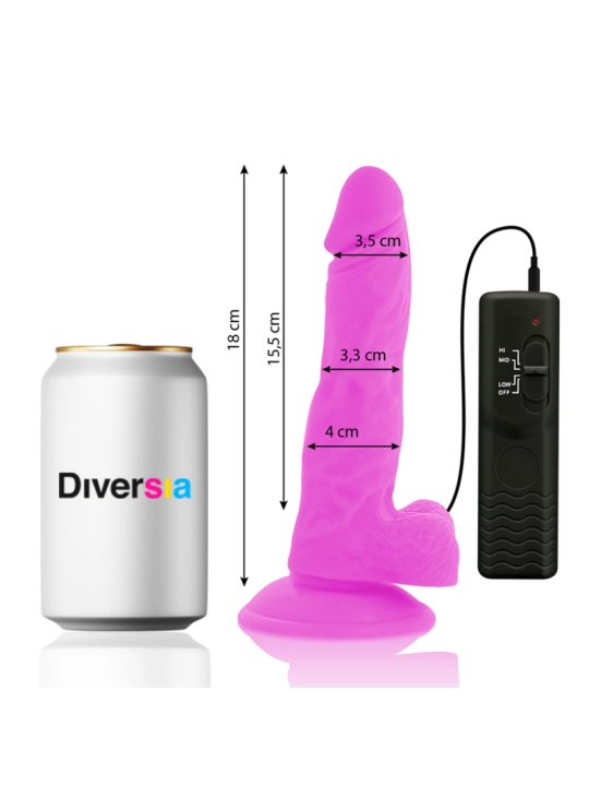 Flexibler Vibrierender Dildo Lila 18 cm -O- 4 cm von Diversia