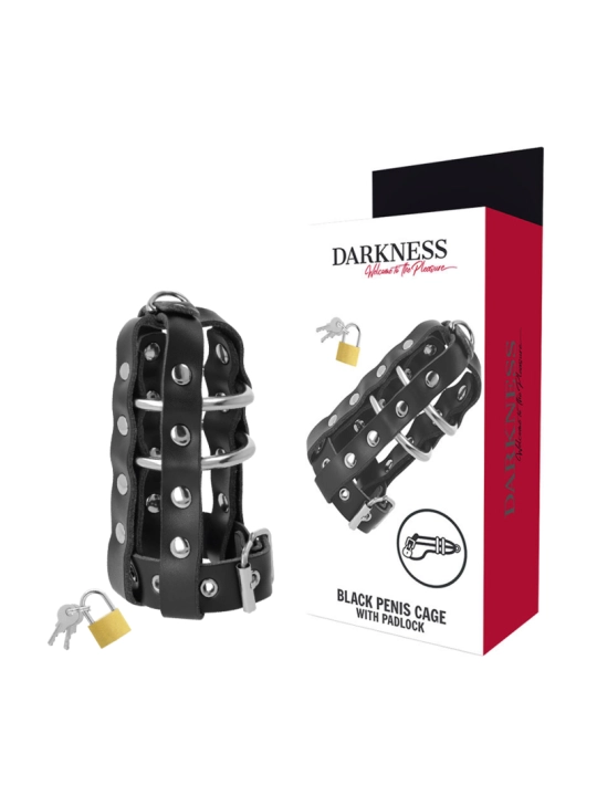 Keuschheitskfig aus Leder mit Schloss von Darkness Bondage