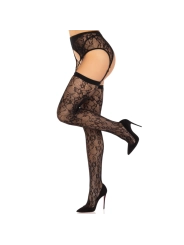 Spitzen-Oberteilhöchste & Gartergürtel Schwarz von Leg Avenue Hosiery