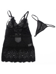 BABYDOLL MIT VERSTELLBAREN SPITZENTRÄGERN SCHWARZ VON SUBBLIME