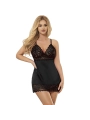 BABYDOLL MIT BLUMENPRINT AUF DER BRUST SCHWARZ VON SUBBLIME