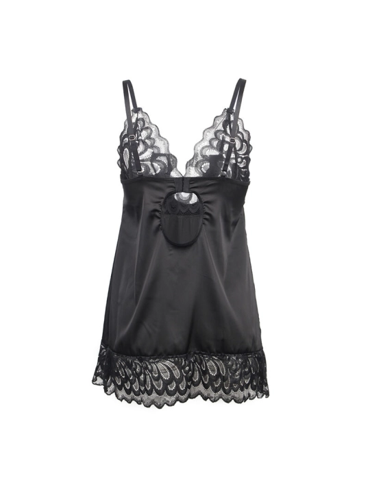 BABYDOLL MIT BLUMENPRINT AUF DER BRUST SCHWARZ VON SUBBLIME