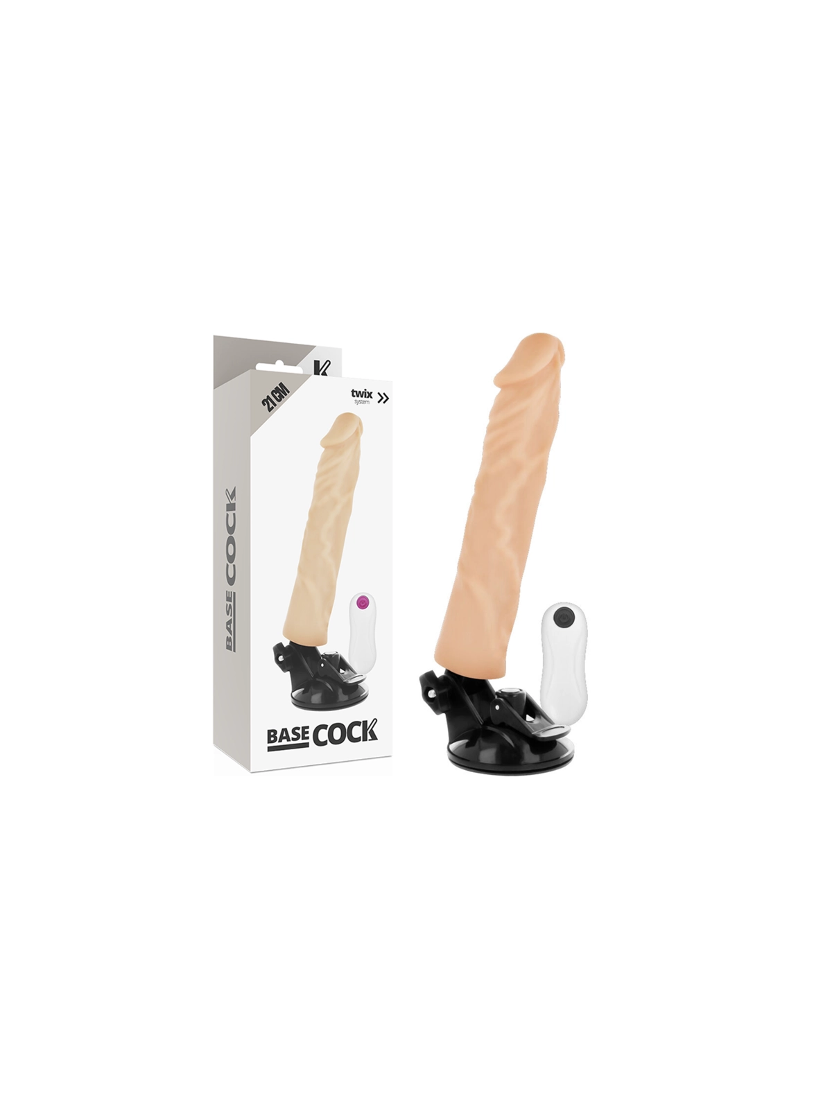 Realistischer Vibrator mit Fernbedienbares Naturweiss 21 cm -O- 4 cm von Basecock