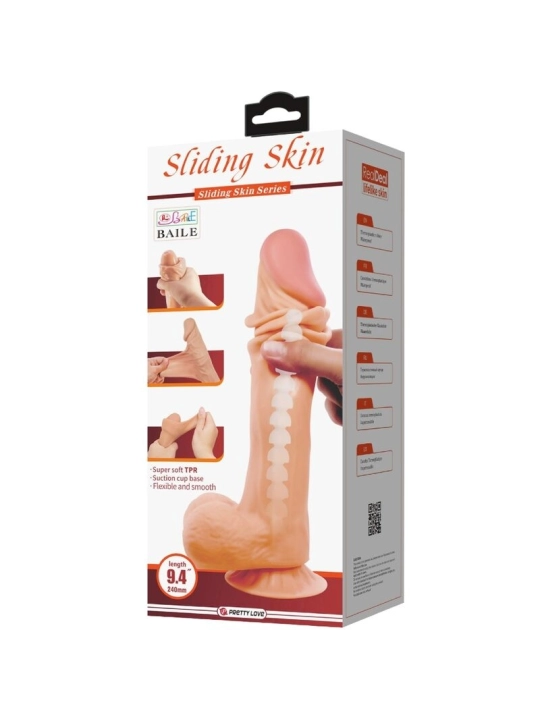 PRETTY LOVE - SLIDING SKIN SERIES REALISTISCHER DILDO MIT SLIDING SKIN SAUGNAPF 24 CM