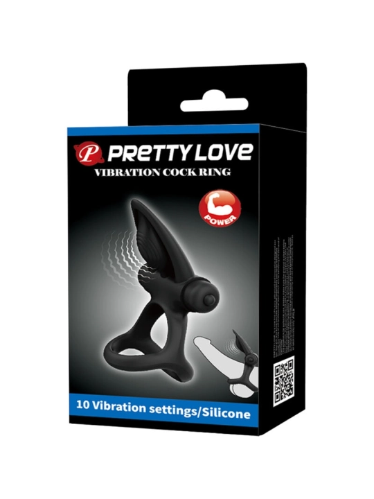 Vibrationsring 10 Vibrationen Schwarzes Silikon von Pretty Love Male