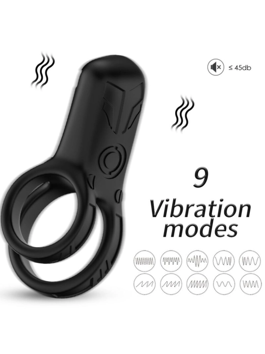 Doppelringvibrator Schwarz von Armony For Him