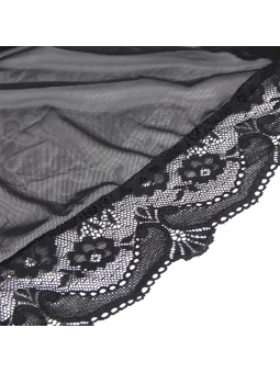 Transparenter Stoffmantel mit Spitzendetail Schwarz S/M von Subblime Babydolls & Peignoirs