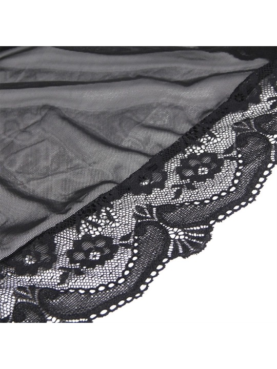 TRANSPARENTER STOFFMANTEL MIT SPITZENDETAIL SCHWARZ VON SUBBLIME