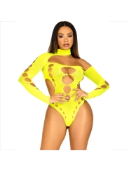 Nahtloser Bodysuit mit Tanga Gelb von Leg Avenue Bodystockings