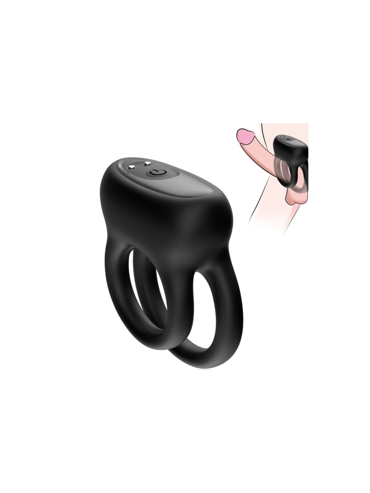 Doppelringvibrator Schwarz von Armony For Him