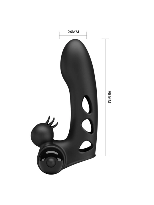 Orlando Schwarze Vibrator-Fingerhülle von Pretty Love Male