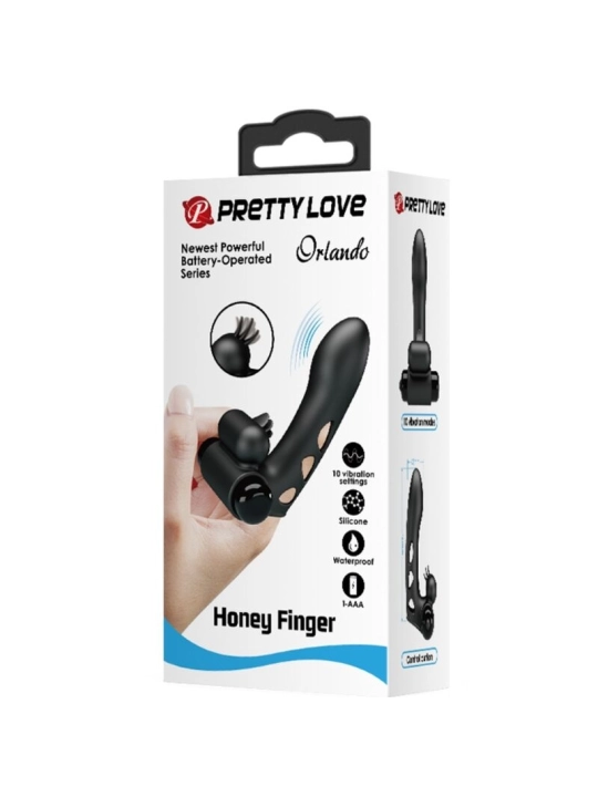 Orlando Schwarze Vibrator-Fingerhülle von Pretty Love Male