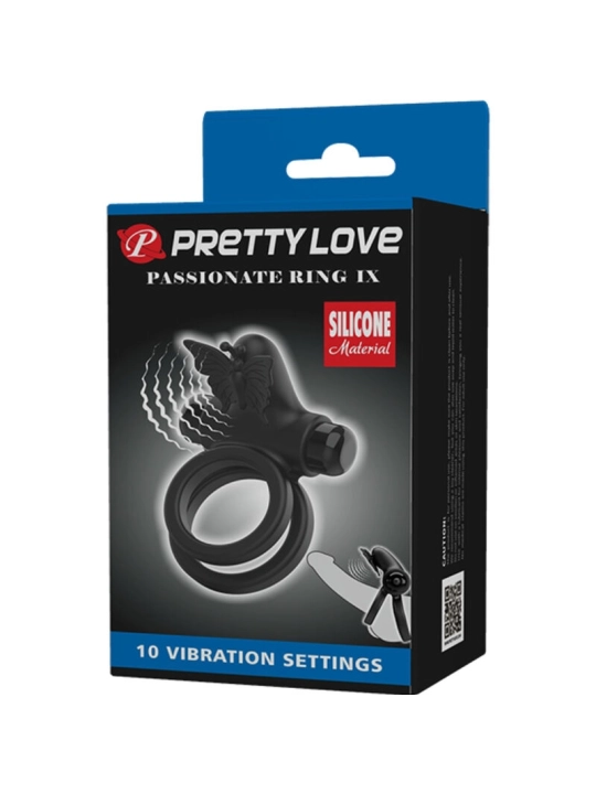 Doppelvibrierring mit Schwarzem Stimulator von Pretty Love Male