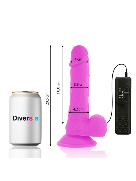 Flexibler Vibrierender Dildo Lila 20.5 cm -O- 4.2 cm von Diversia