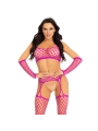 Crop-Top-Strümpfe & Handschuhe Fuchsia von Leg Avenue Sets