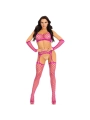 Crop-Top-Strümpfe & Handschuhe Fuchsia von Leg Avenue Sets