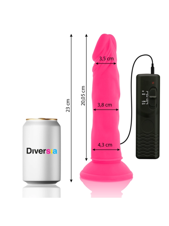 Flexibler Dildo mit Vibration Rosa 23 cm -O- 4.3 cm von Diversia