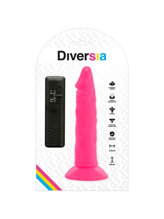 Flexibler Dildo mit Vibration Rosa 23 cm -O- 4.3 cm von Diversia