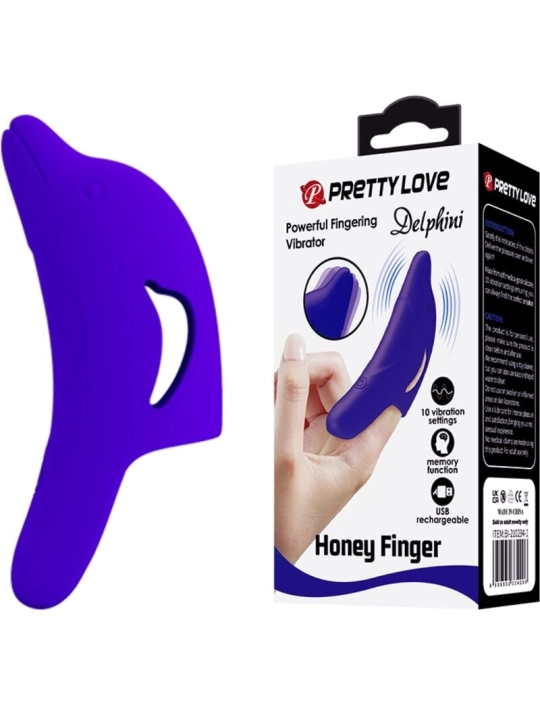 Delphini Leistungsstarker Dunkelblauer Fingerstimulator von Pretty Love