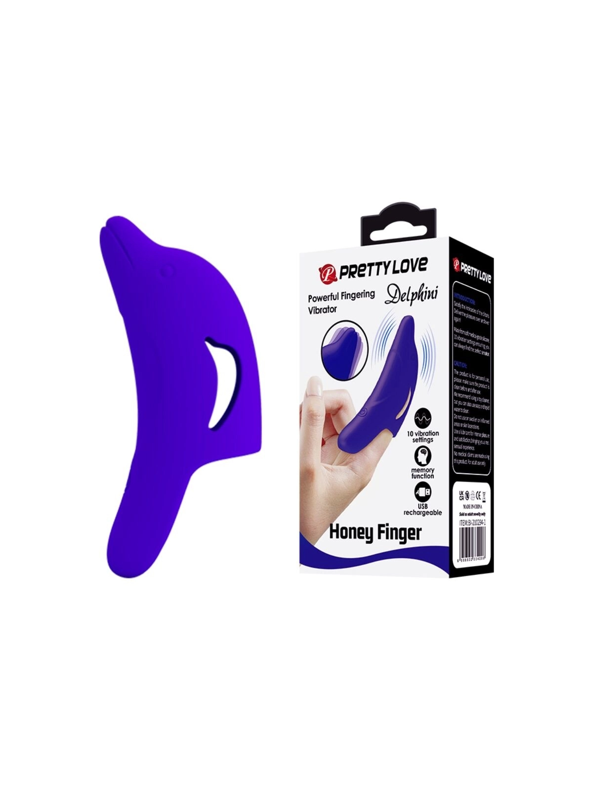 Delphini Leistungsstarker Dunkelblauer Fingerstimulator von Pretty Love