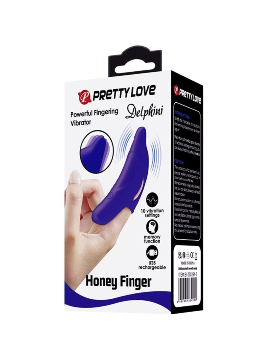 Delphini Leistungsstarker Dunkelblauer Fingerstimulator von Pretty Love