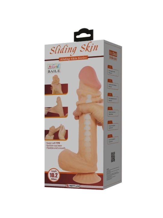 Sliding Skin Series Realistischer Dildo mit Sliding Skin Saunapf Fleisch 26 cm von Pretty Love High Grade