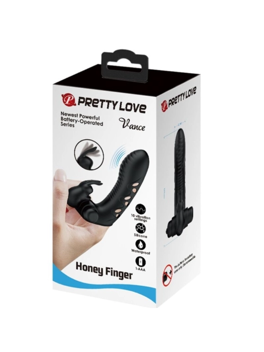 Vance Black Rabbit Vibrator Fingerabdeckung von Pretty Love Male