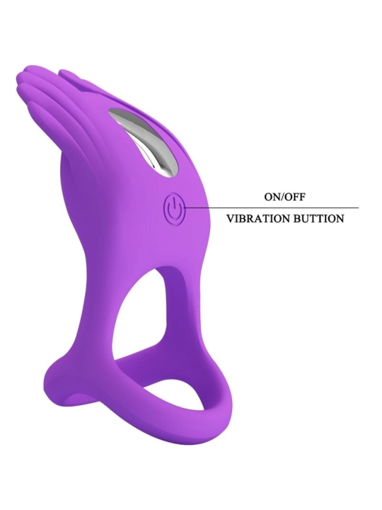 Silas Vibrant Penis Ring 7 Vibrationen Lila Silikon von Pretty Love Male