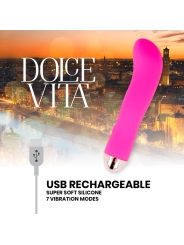 Aufladbarer Vibrator Zwei Rosa 7 Geschwindigkeiten von Dolce Vita