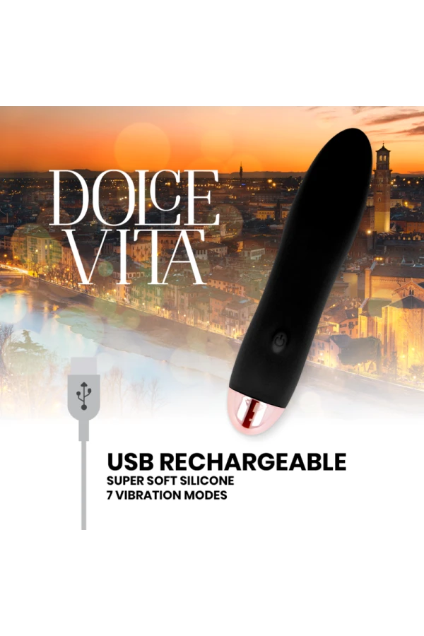 Aufladbarer Vibrator Vier Schwarz 7 Geschwindigkeiten von Dolce Vita