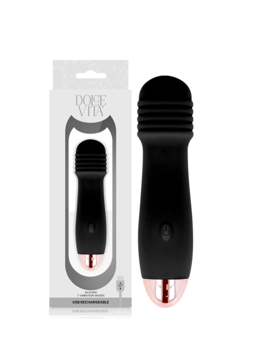 Aufladbarer Vibrator Drei Schwarz 7 Geschwindigkeit von Dolce Vita