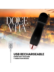 Aufladbarer Vibrator Drei Schwarz 7 Geschwindigkeit von Dolce Vita