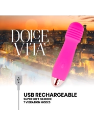 Aufladbarer Vibrator Drei Rosa 7 Geschwindigkeiten von Dolce Vita