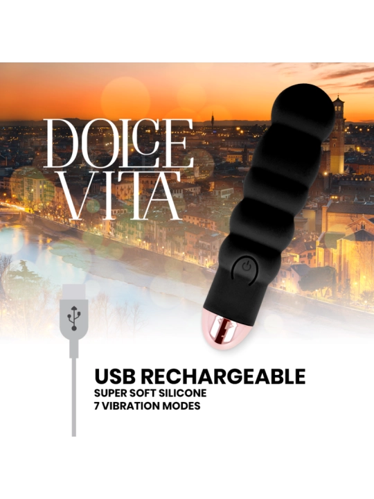 Aufladbarer Vibrator Sechs Schwarz 7 Geschwindigkeiten von Dolce Vita