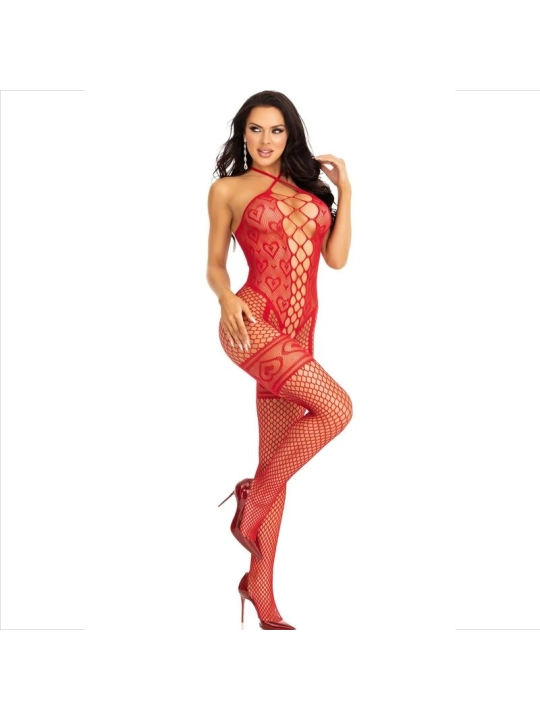 Bodystocking Halshalter Rote Herzen Rot von Leg Avenue Bodystockings