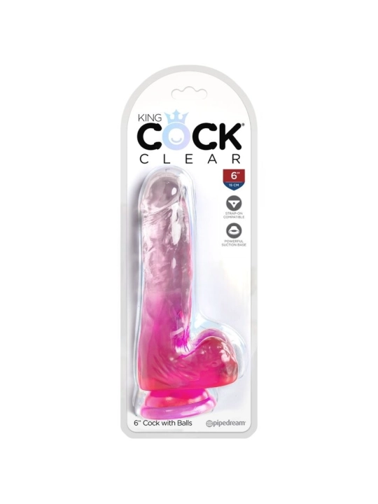 Clear Realistischer Penis mit Kugeln 13.5 cm Rosa von King Cock