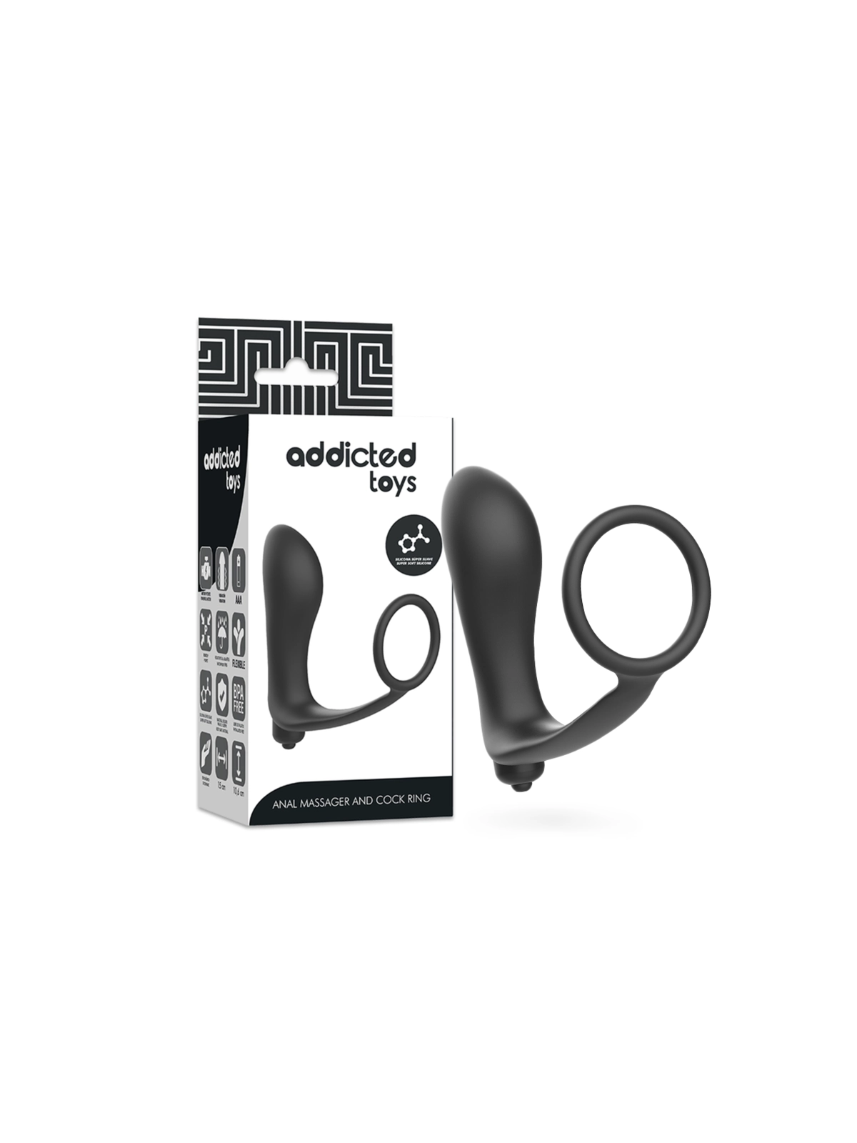 Vibratorischer Analplug mit Penisring von Addicted Toys