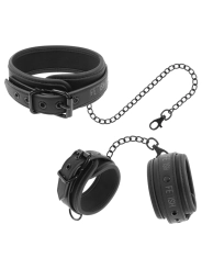 Halskette und Handschellen aus Veganem Leder mit Noprene-Futter von Fetish Submissive Bondage