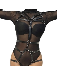 Körperharness Verstellbare Riemen Leder Schwarz One Size (S-L) von Subblime Fetish