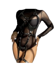 Ganzkörperharness mit Lederschnallen Schwarz One Size (S-L) von Subblime Fetish