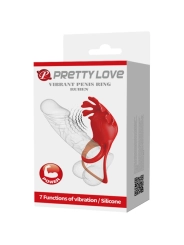 Ruben Vibratorring 7 Vibrationen Silikon Rot von Pretty Love Male